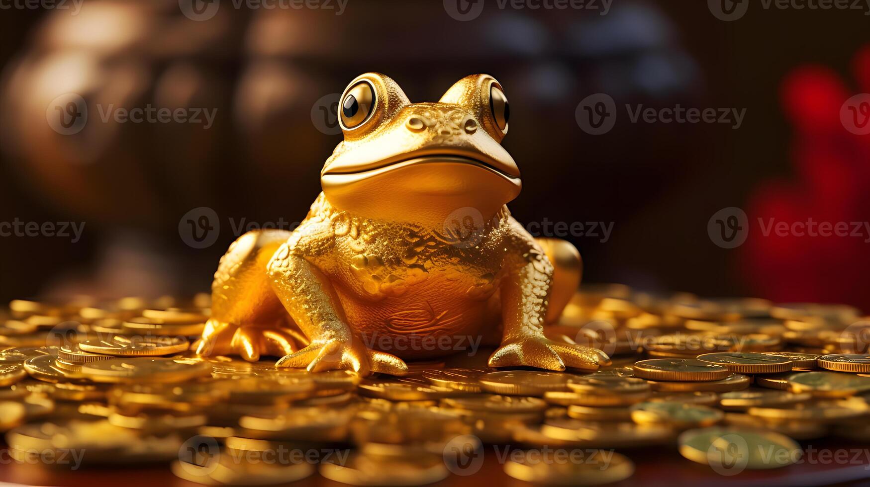 The Chinese golden frog and gold coin created using Technology photo