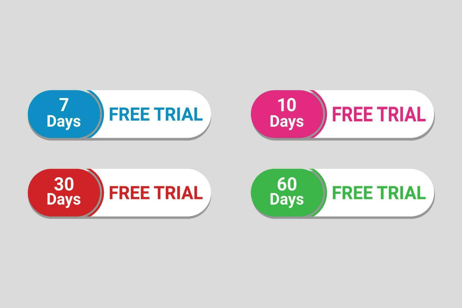 Vector flat design free trial labels template