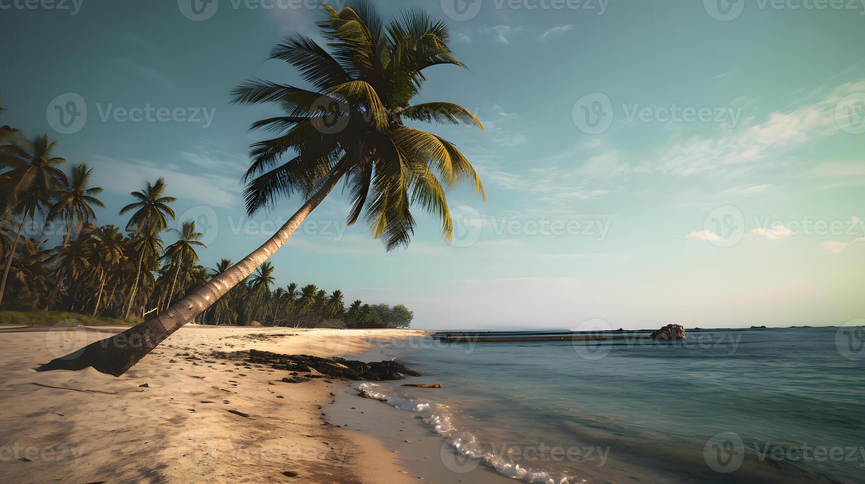 Coconut tree in beach created using Technology photo