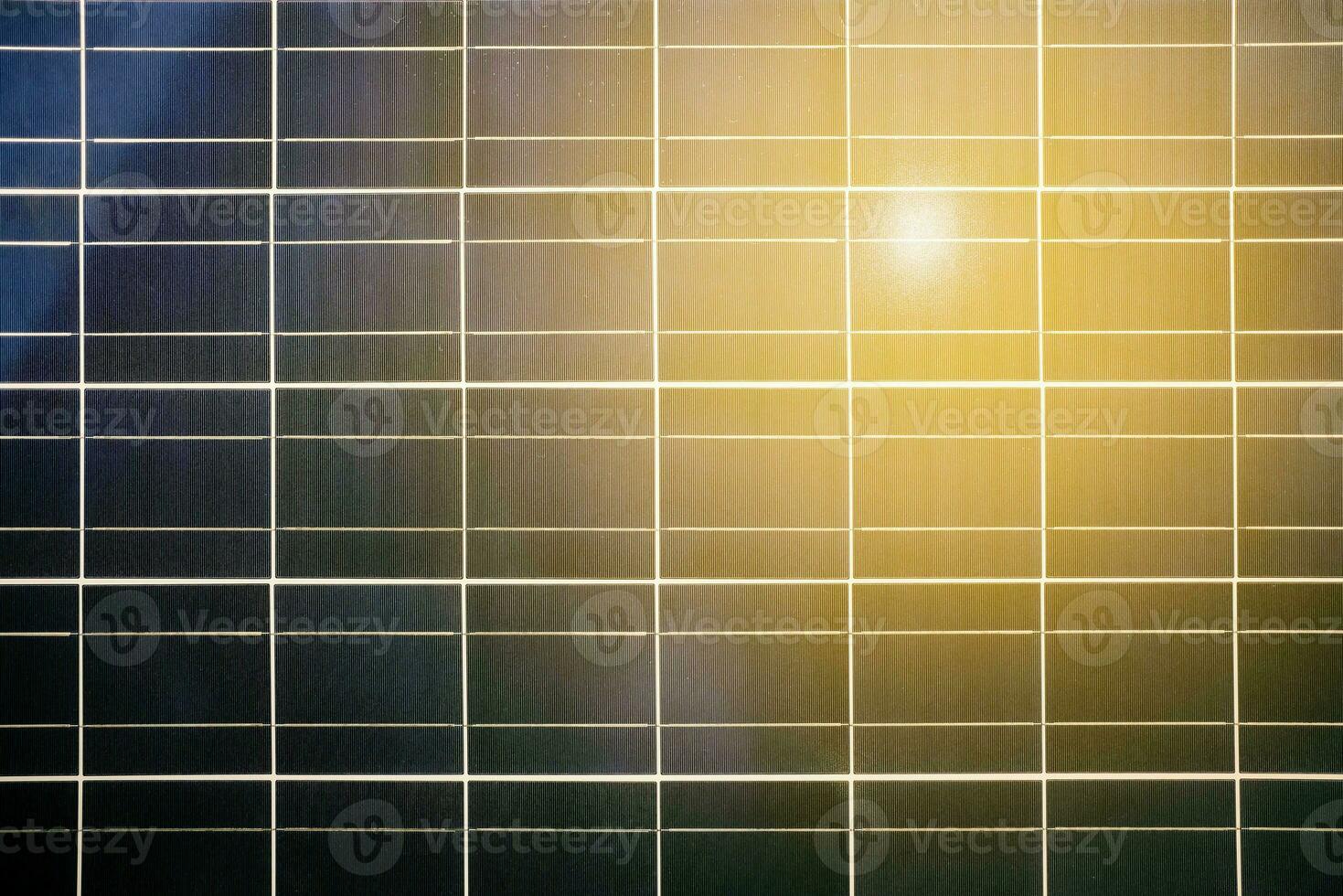 Solar Cell Panel Background with Reflection of Sun. photo