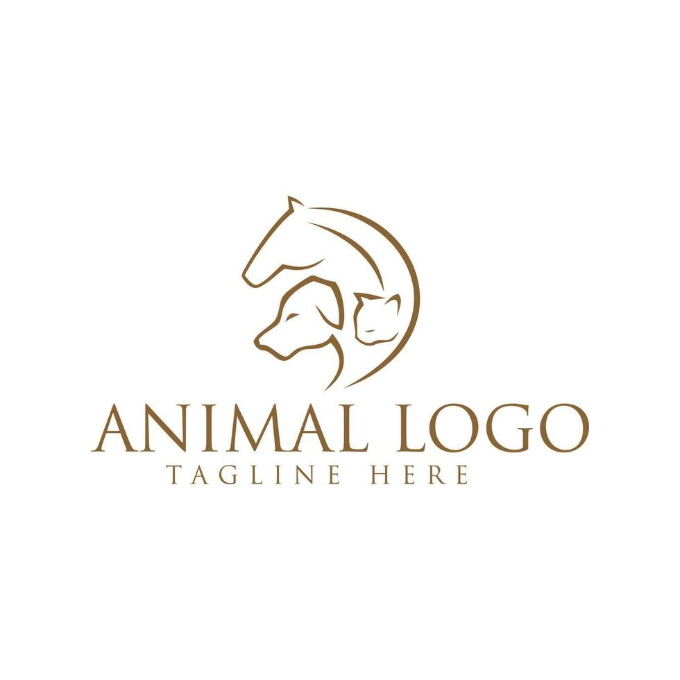 lion dog cat logo design vector