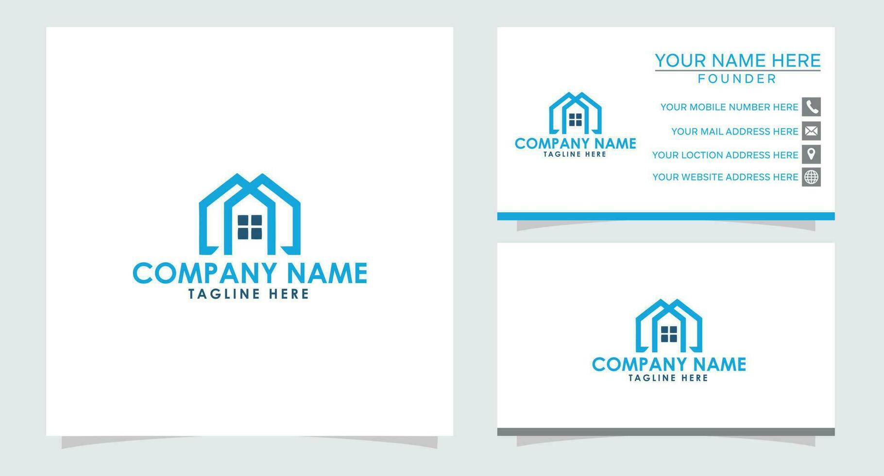 Home real estate residential building property logo with business card design vector