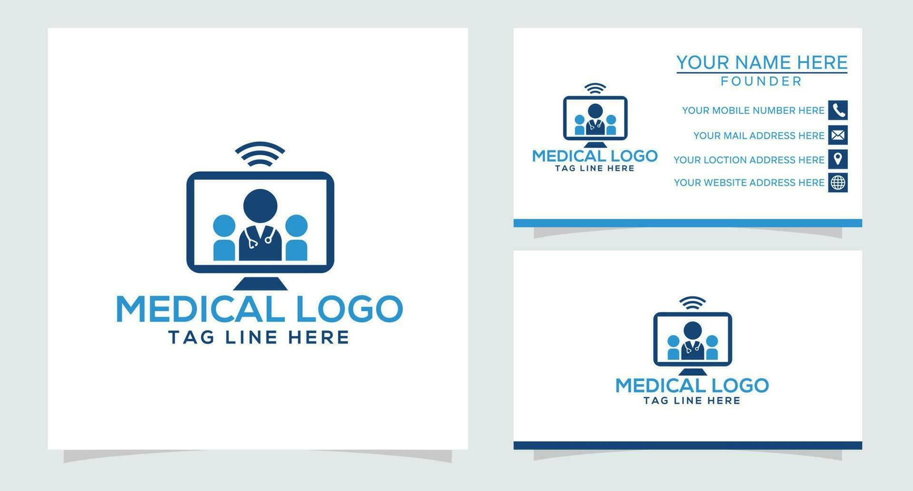 médico consultante logo diseño modelo. médico en línea logo vector para cuidado de la salud.