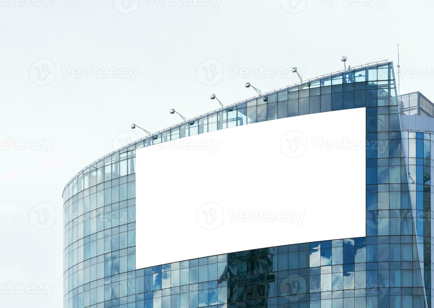 Mock up white large LED display  billboard on tower building .clipping path for mockup photo