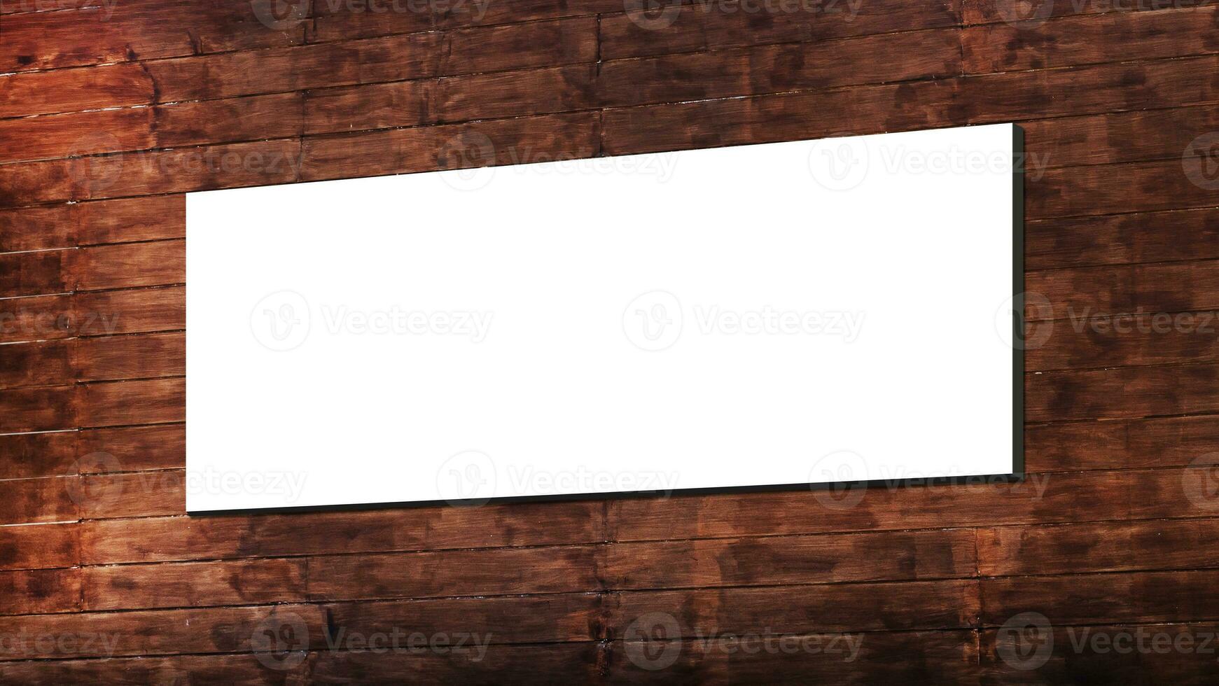 Mock up white picture frame on wooden wall. clipping path for mockup photo