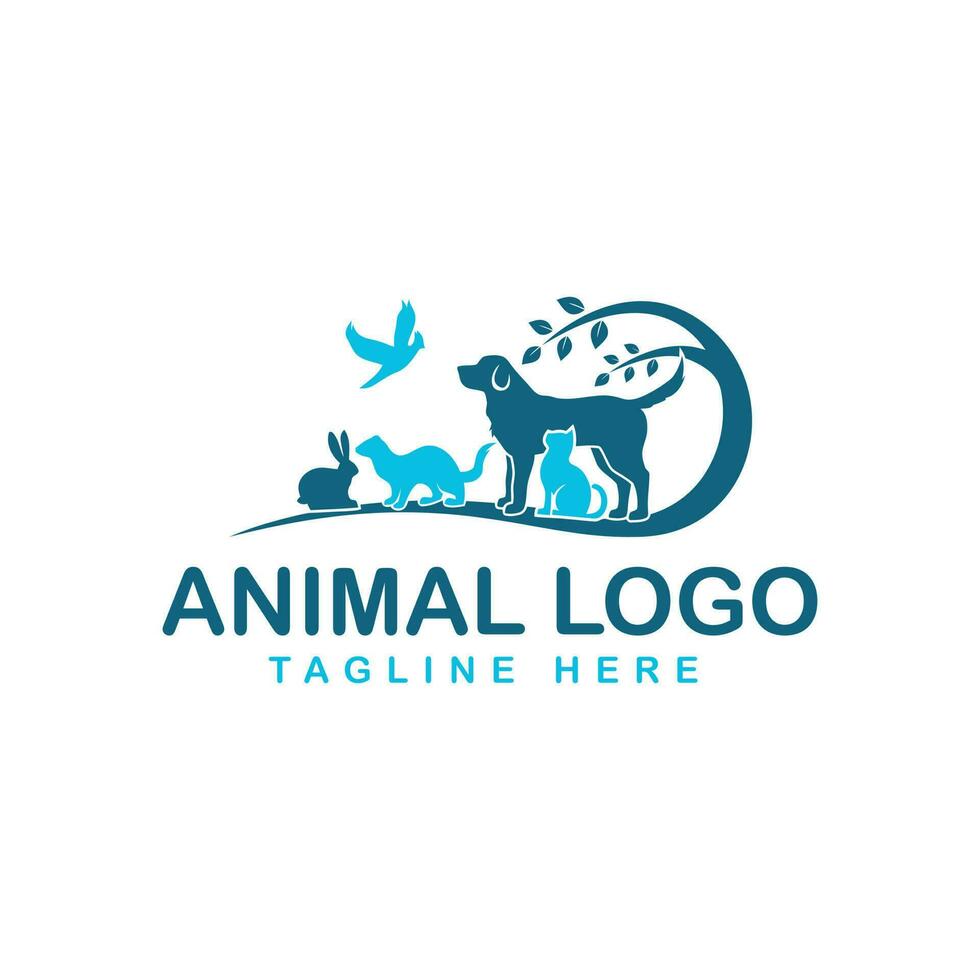 veterinario la tienda de animales mascota logo vector