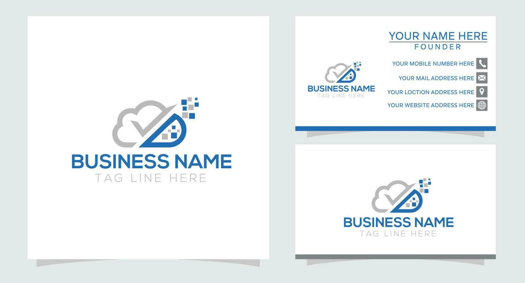 Cloud computing technology vector logo design template