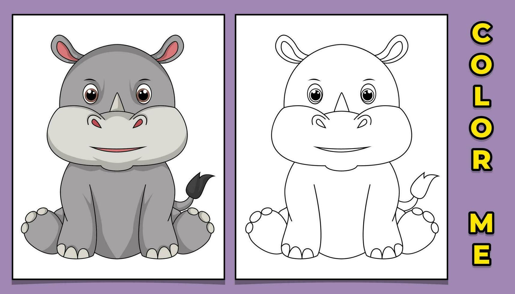 colorante libro imágenes de rinoceronte animal caracteres vector