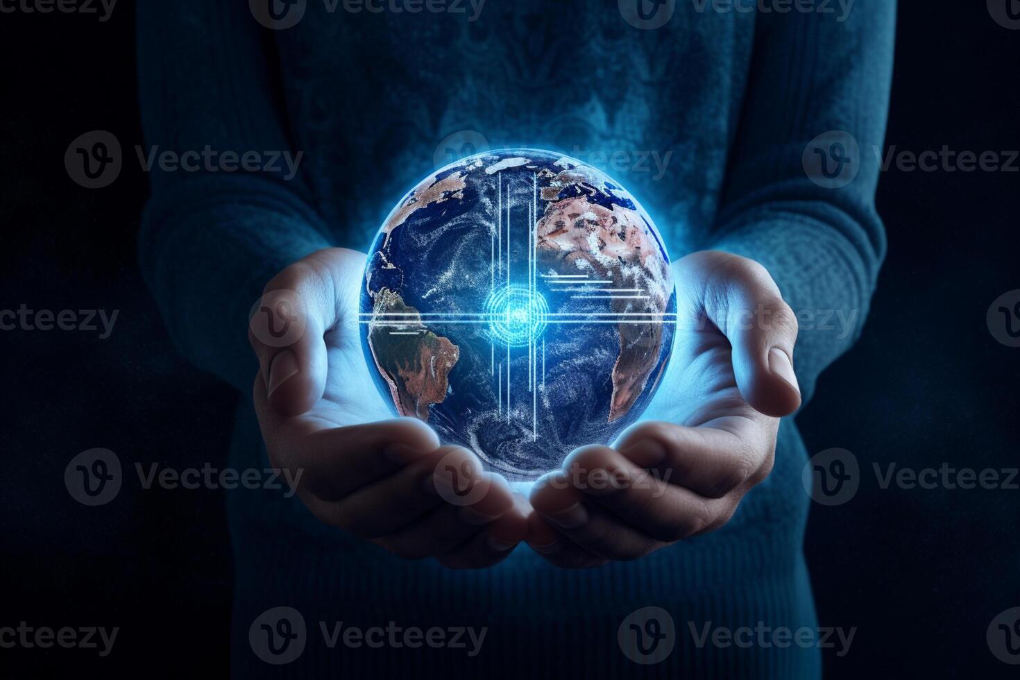 Hand of human holding earth, Earth day. Energy saving concept. photo