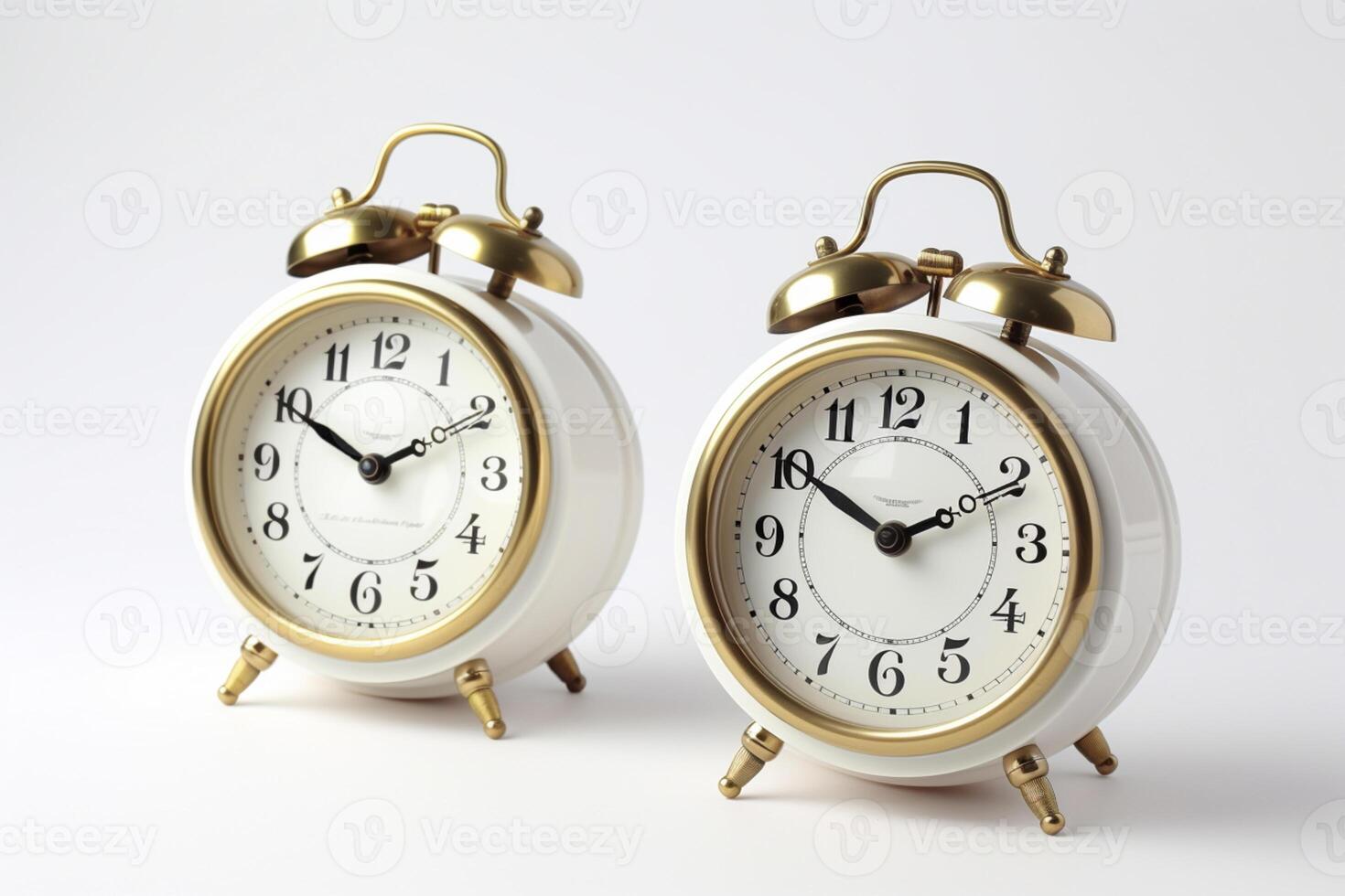 Alarm clocks on white background, photo