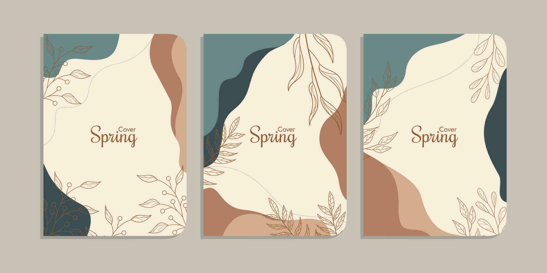 set of book cover designs with hand drawn floral ornaments. abstract botanical background. A4 size For notebooks, catalogs, books, invitations, planners, brochures vector