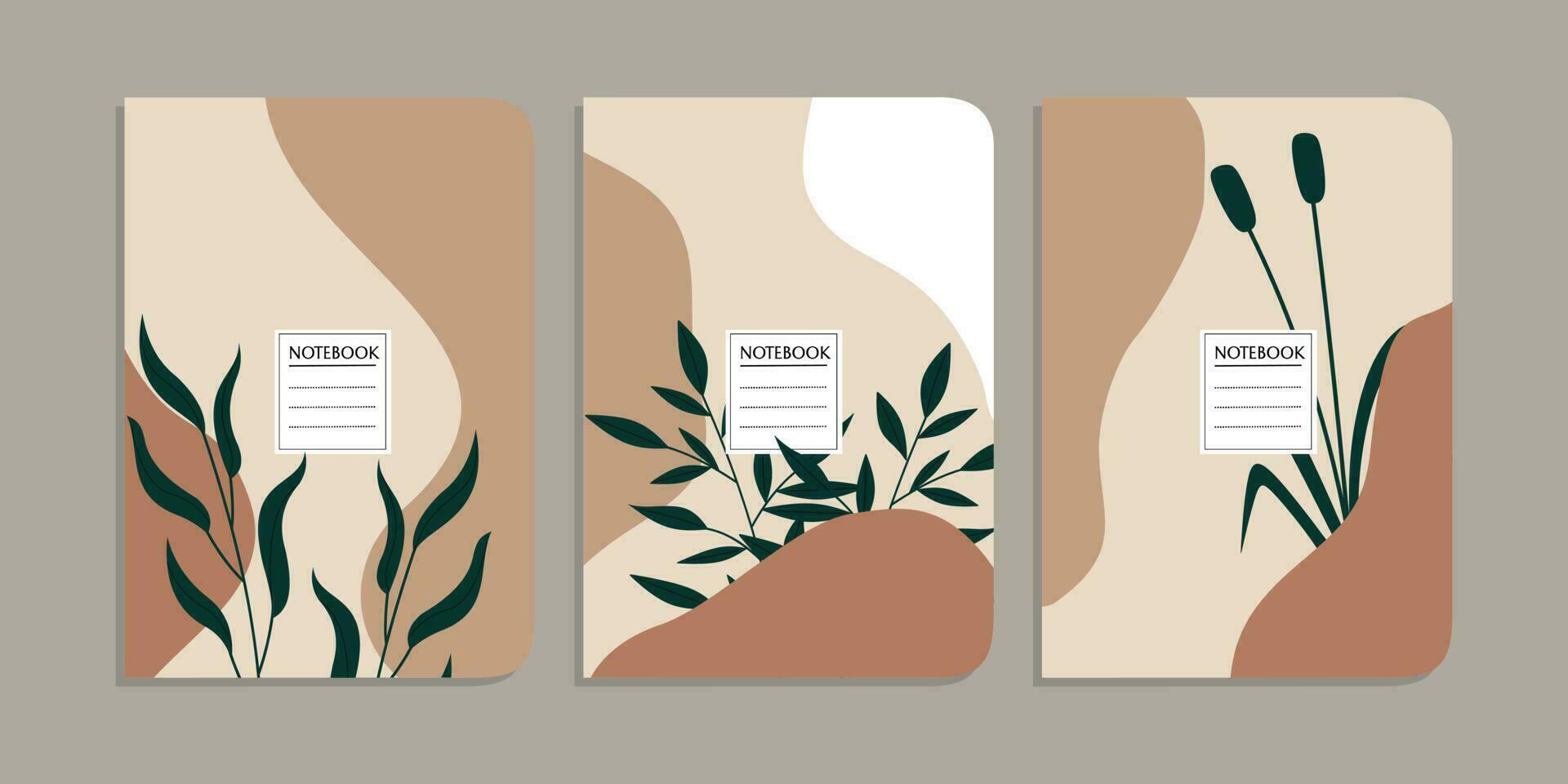 conjunto de libro cubrir plantillas con mano dibujado floral decoraciones resumen retro botánico antecedentes. a4 Talla para cuadernos, planificadores, folletos, libros, catálogos vector