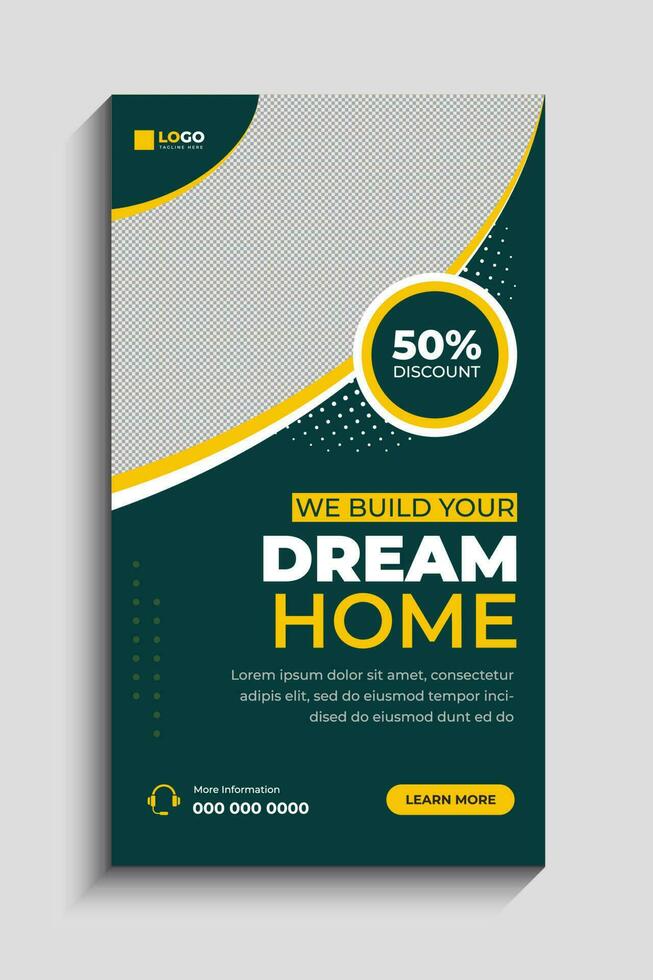 Construction Agency Social Media Story Template Design vector