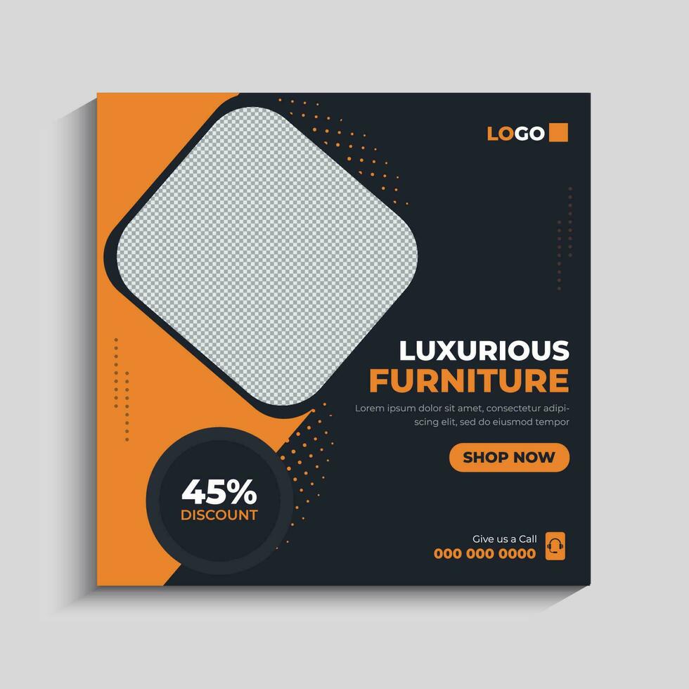 Modern Furniture Sale Social Media Post or Web Banner Template vector