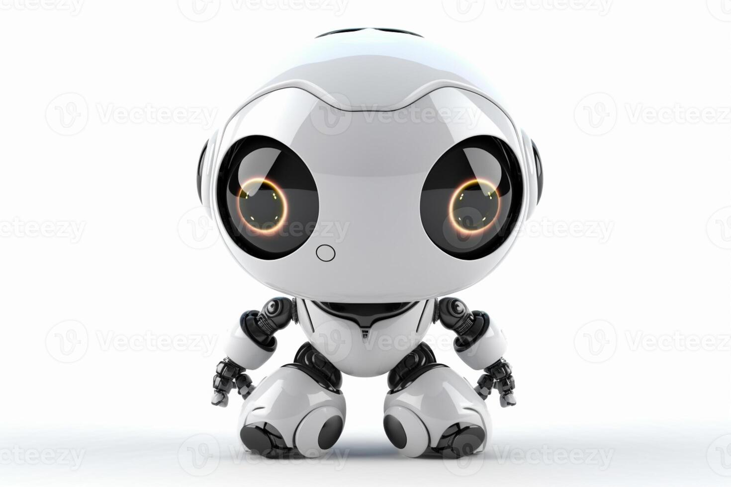 Cute robot on white background to decorate project white background content. photo