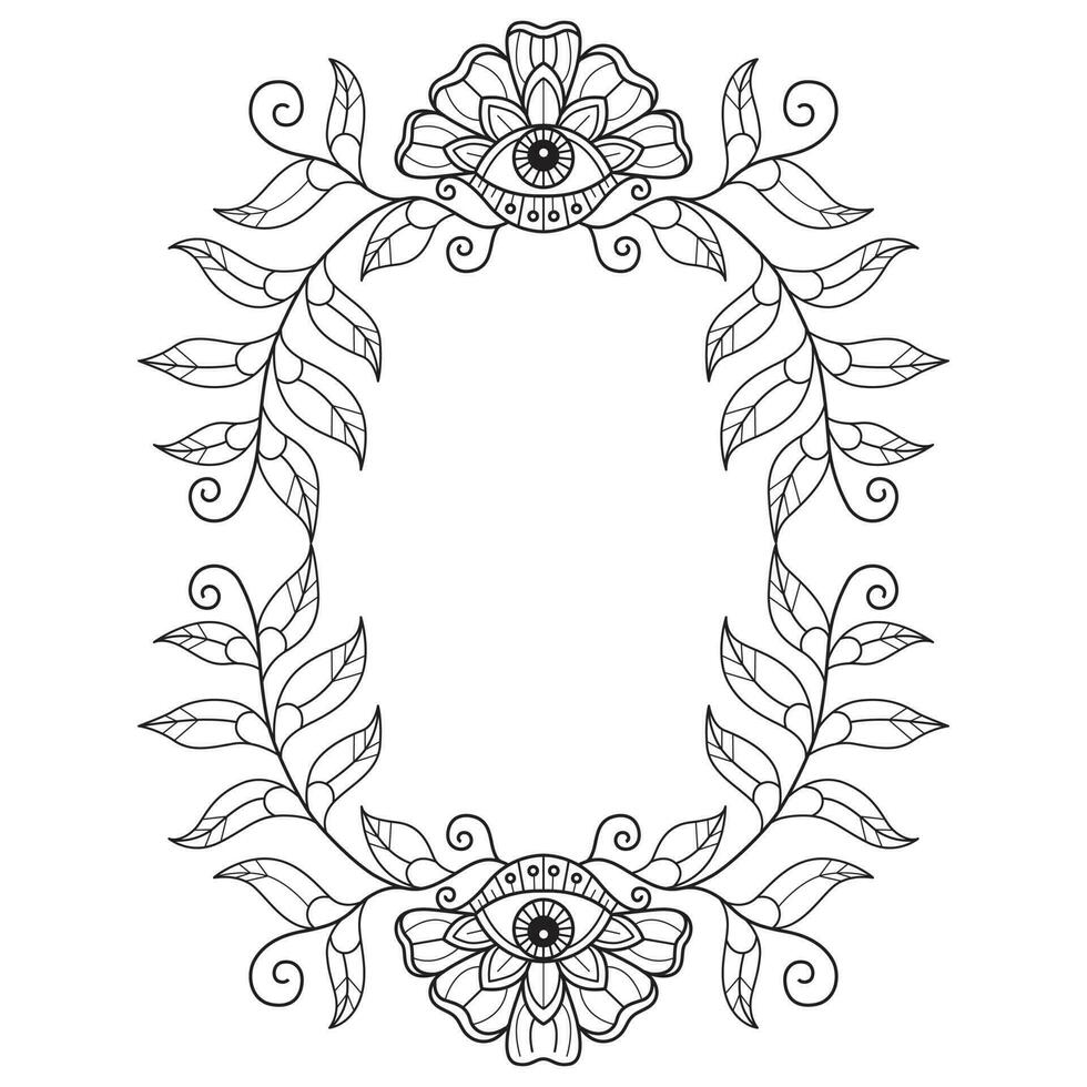 Evil eye frame hand drawn for adult coloring book vector