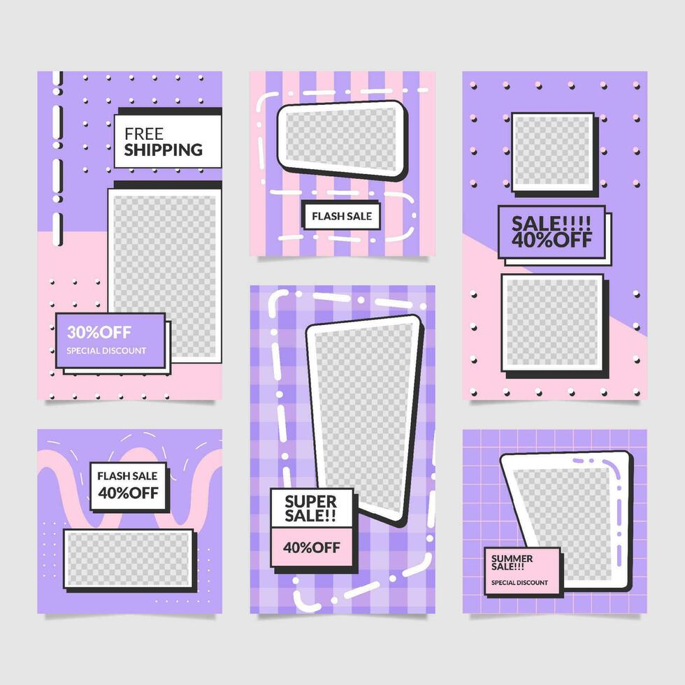 Retro style feeds and stories template. vector
