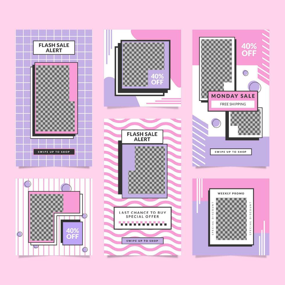 Retro style feeds and stories template. vector
