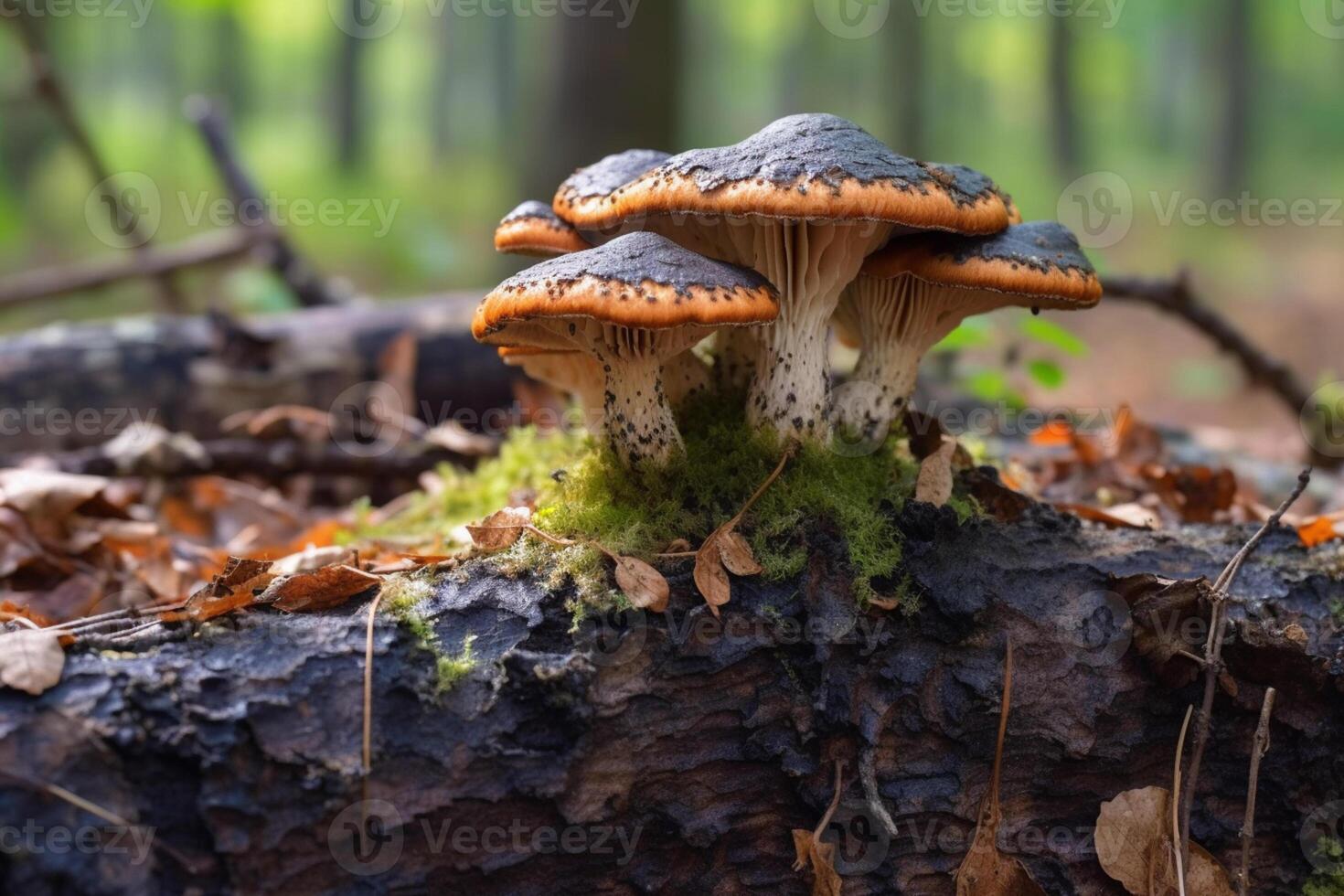 Tinder fungus, also known as horse hoof fungus, grows on old trees. photo