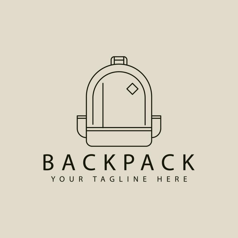 backpack school logo line art design with minimalist style logo vector illustration design