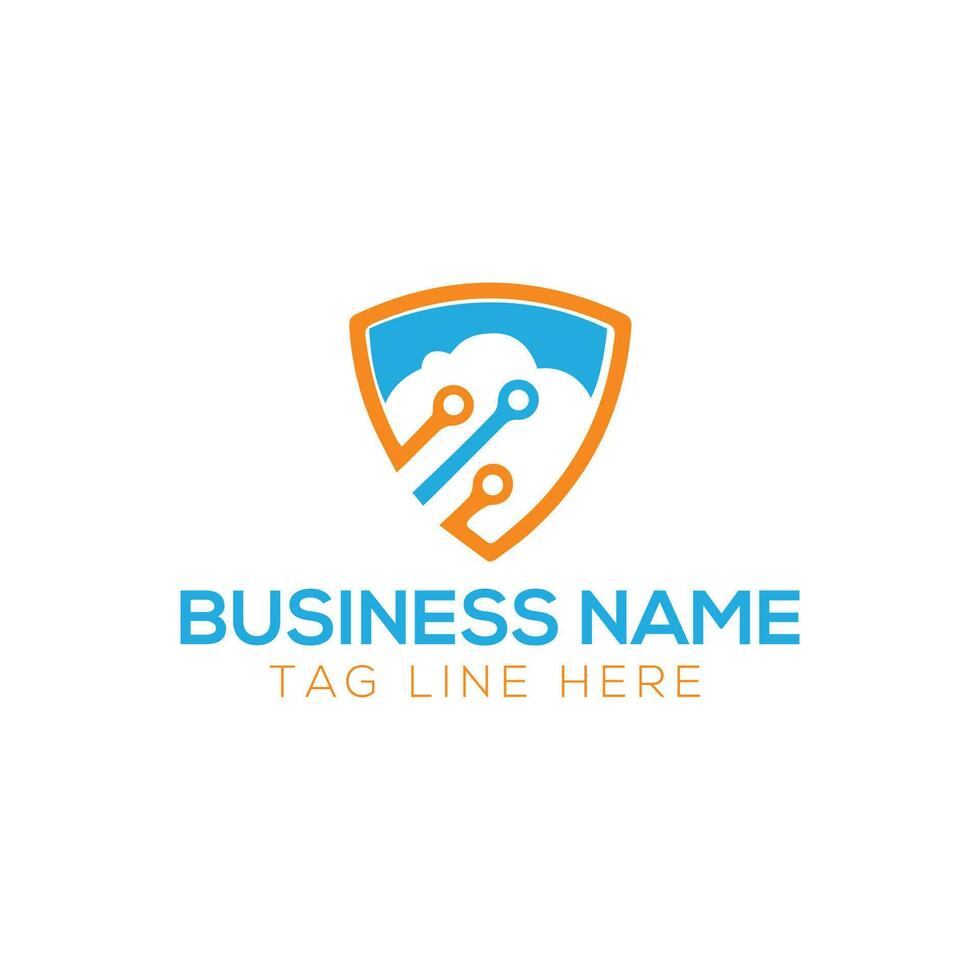 Cloud computing technology vector logo design template