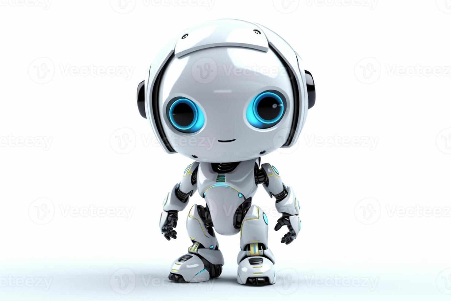 Cute robot on white background to decorate project white background content. photo