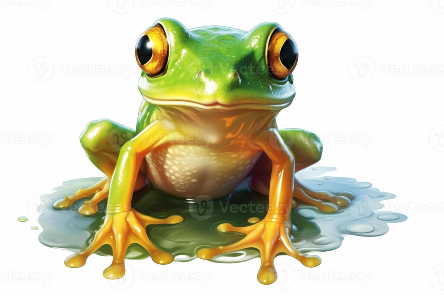 Green frog on a white background. photo