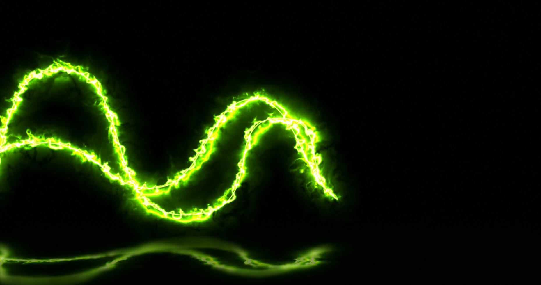 Abstract bright green lines light energy chemical acid magic with reflections abstract background photo