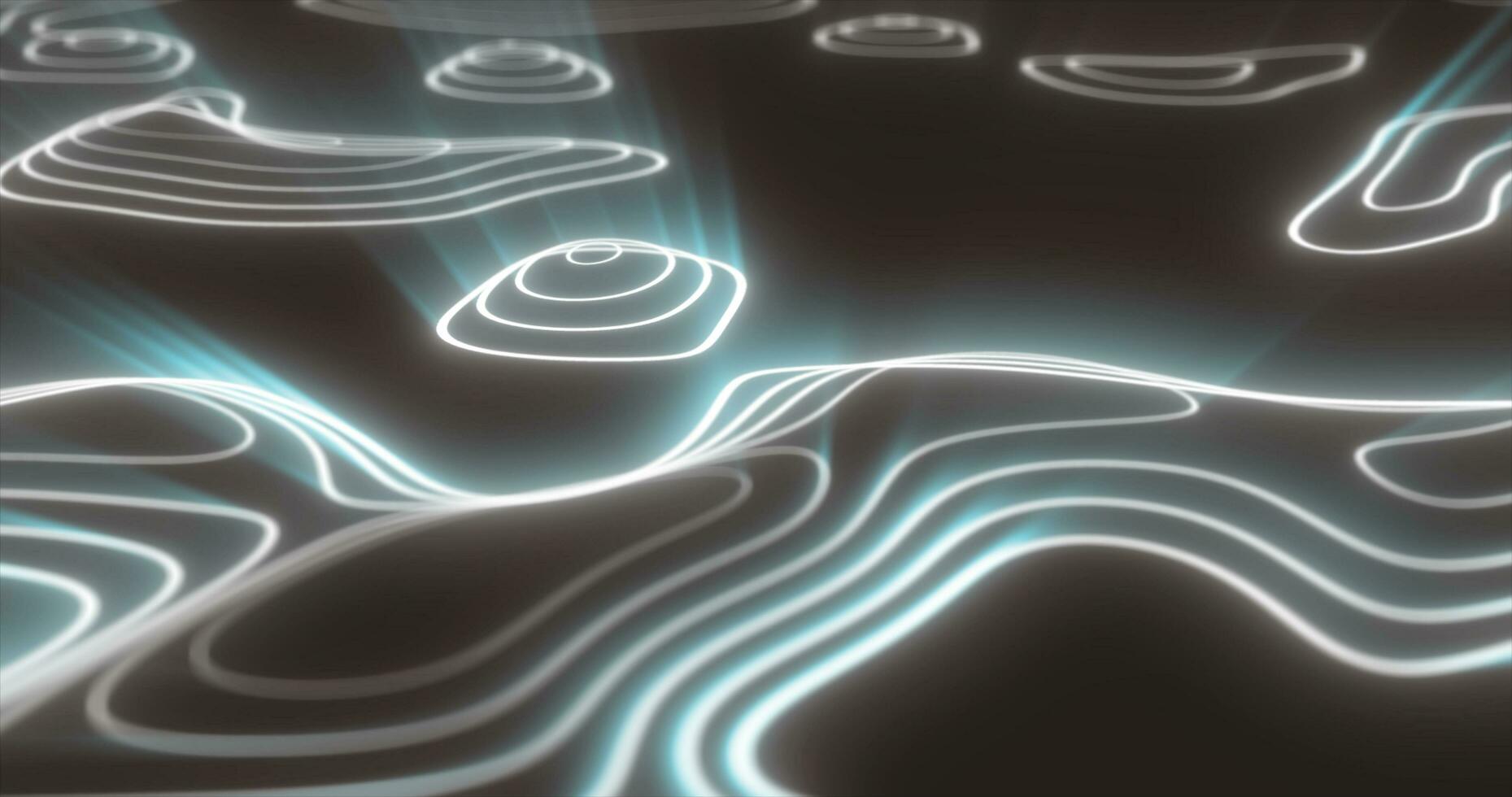 Abstract futuristic hi-tech landscape with mountains and canyons from glowing energy circles and magic lines background photo