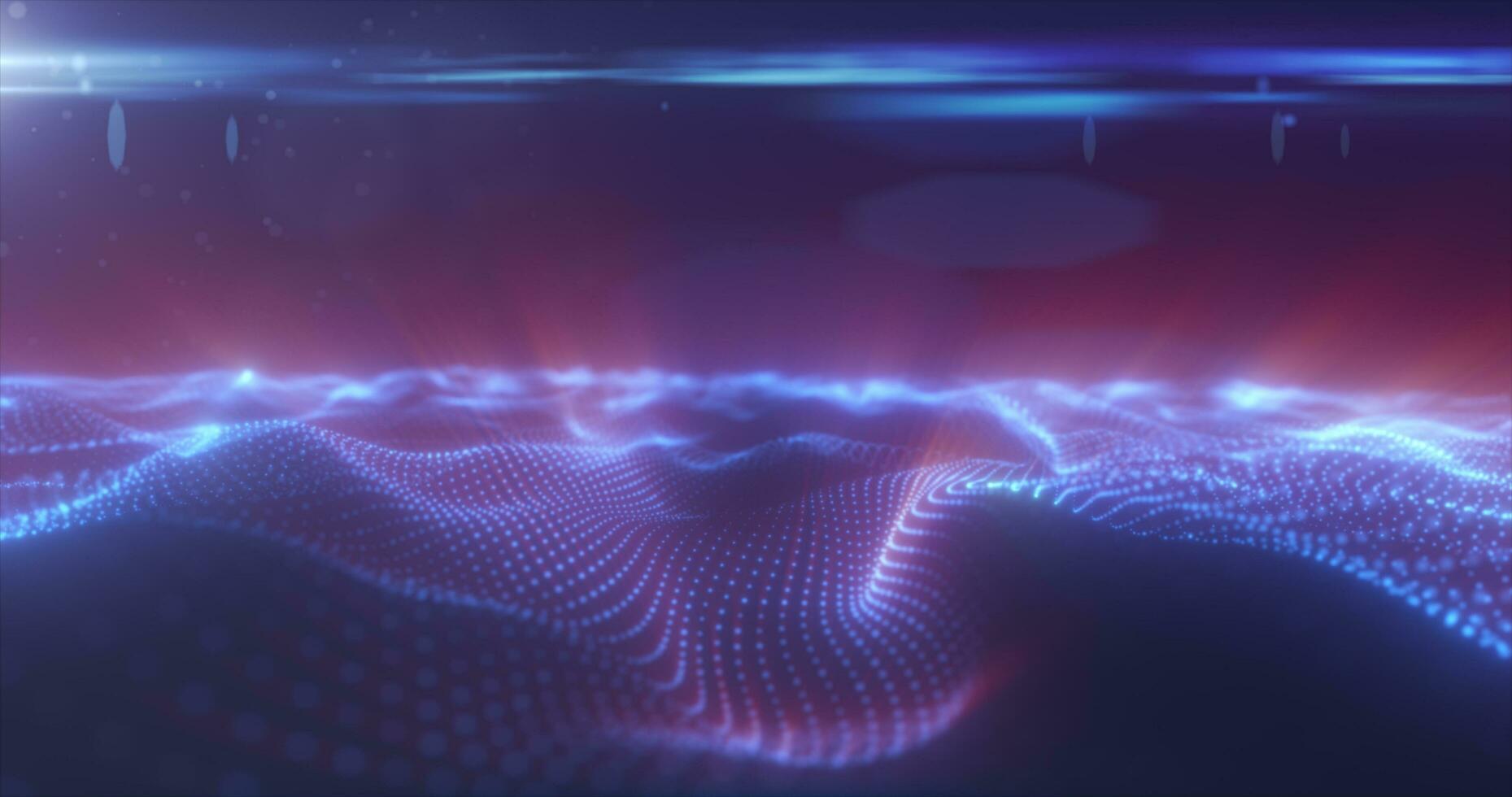 Abstract blue energy surface with magic waves from particles and dots with blur and glow effect abstract background photo