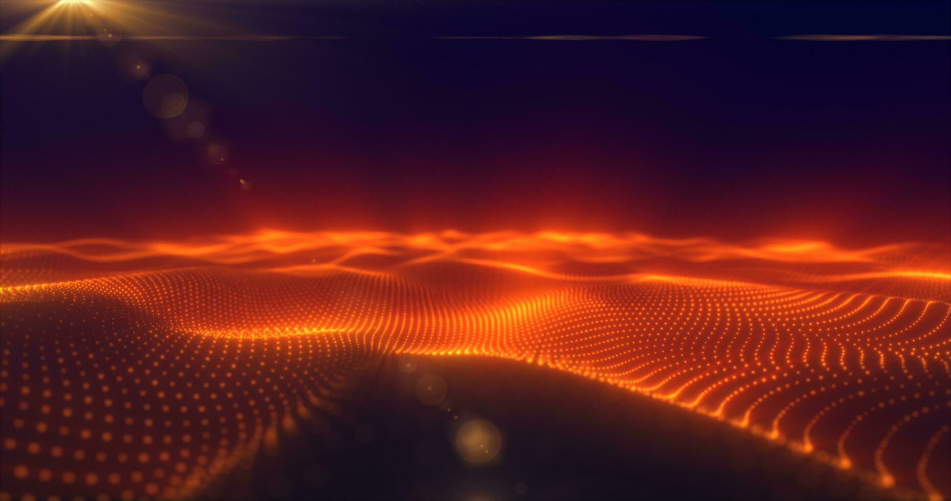 Abstract orange energy surface with magic waves of particles and points with an endation background of blur and glow with an abstract background photo