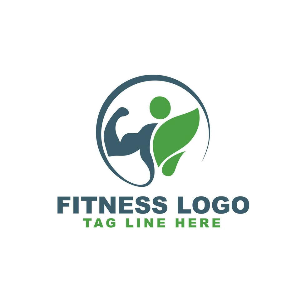 Natural fitness gym athlete logo design icon vector