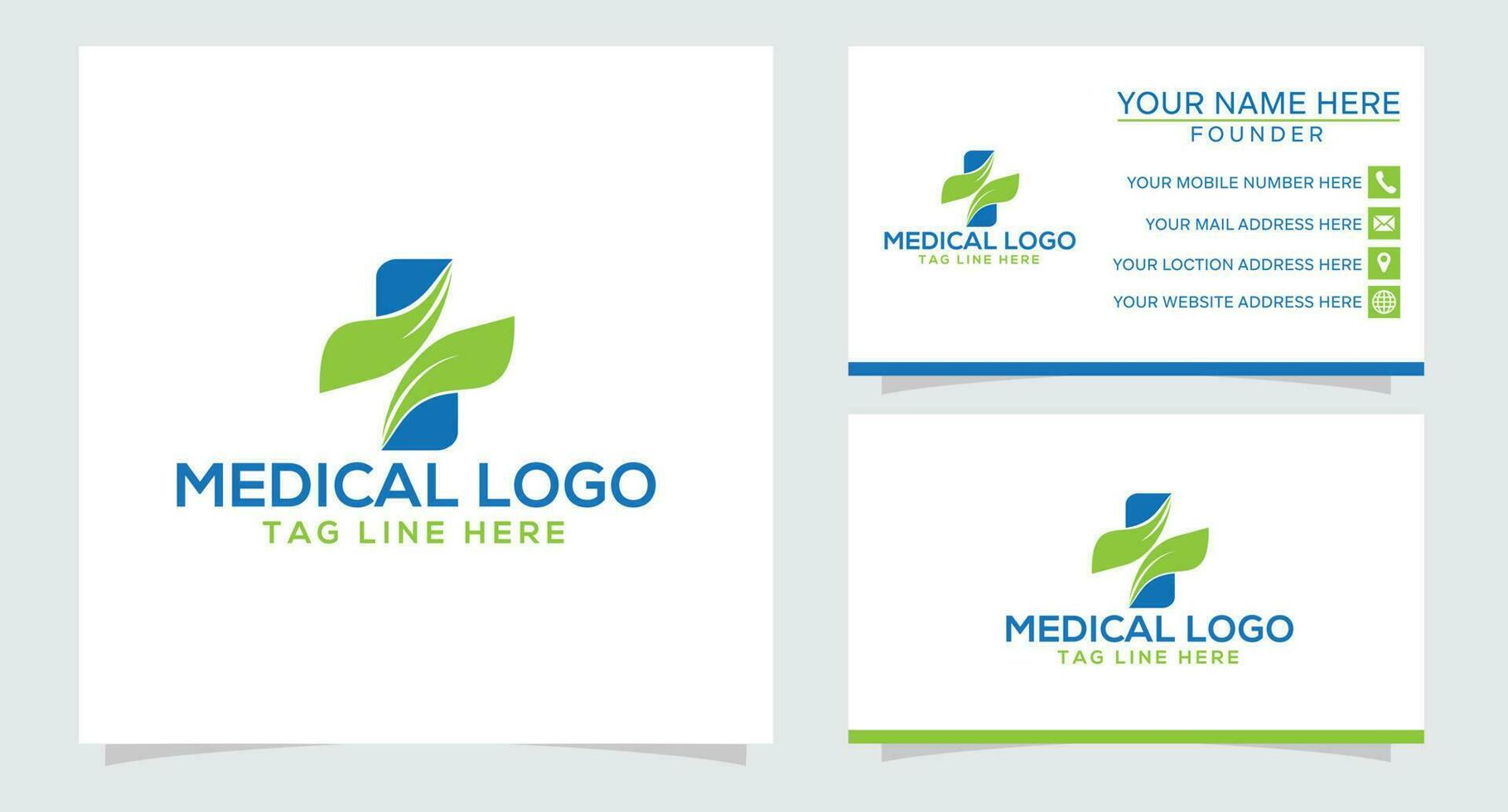 Healthcare Medical Logo. Cross and leaf icon combination. Flat Vector Logo Design Template Element
