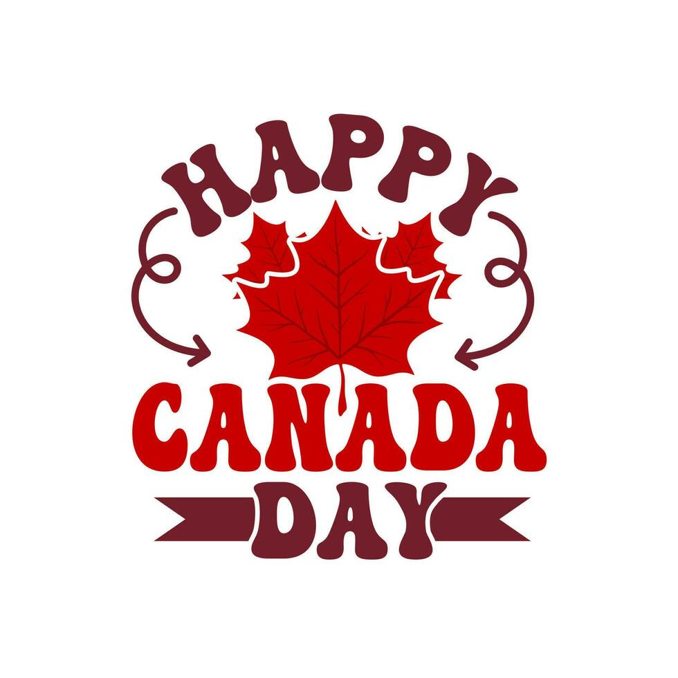 Canada Day Vector Illustration. Happy Canada Day Lettering Holiday Design. Lsolated on a white background.