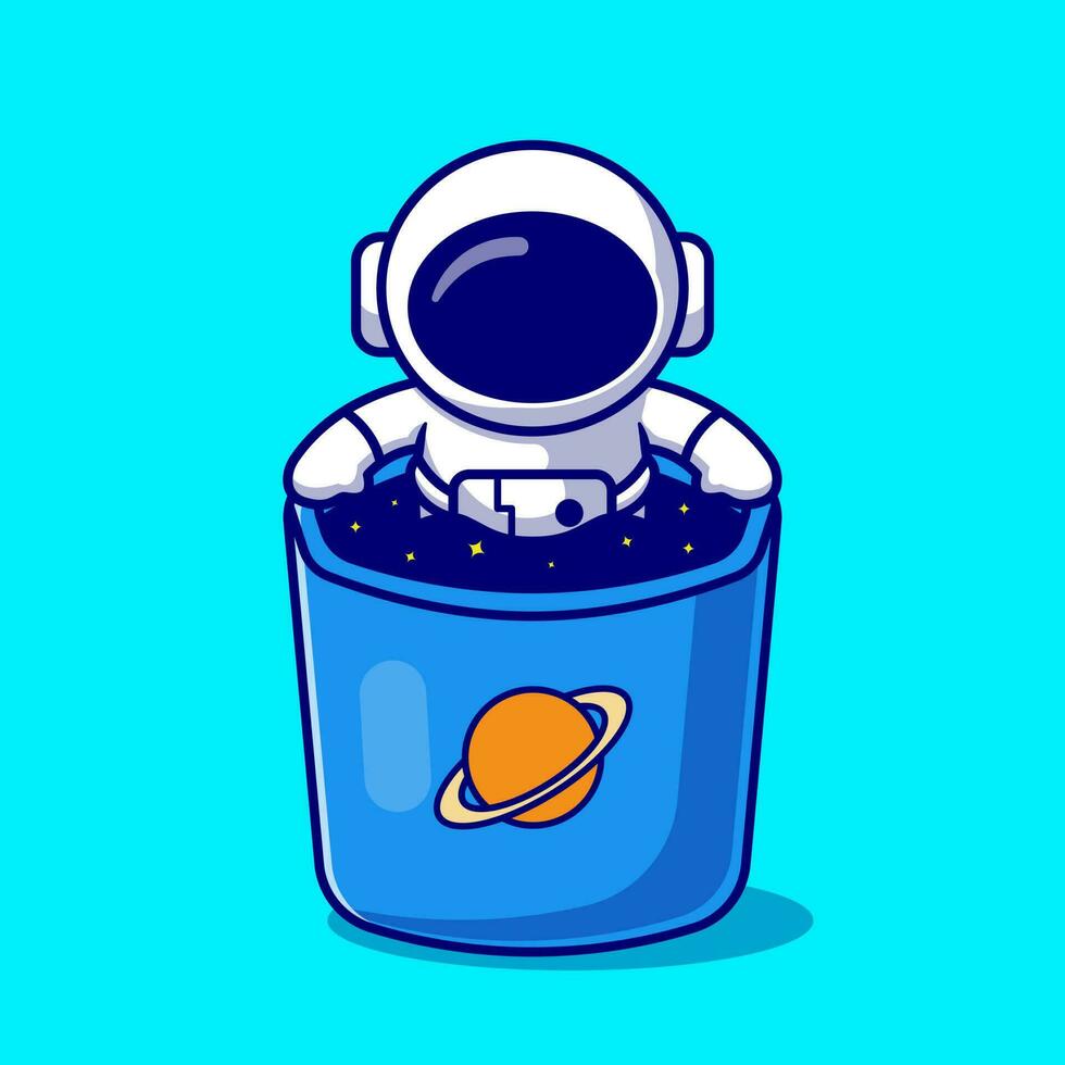 linda astronauta en espacio jarra dibujos animados vector icono ilustración. Ciencias tecnología icono concepto aislado prima vector. plano dibujos animados estilo