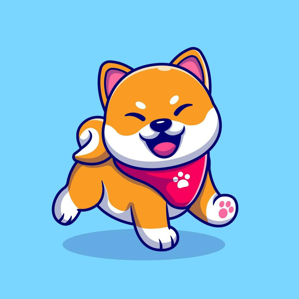 contento shiba inu perro dibujos animados vector icono ilustración. animal naturaleza icono concepto aislado prima vector. plano dibujos animados estilo