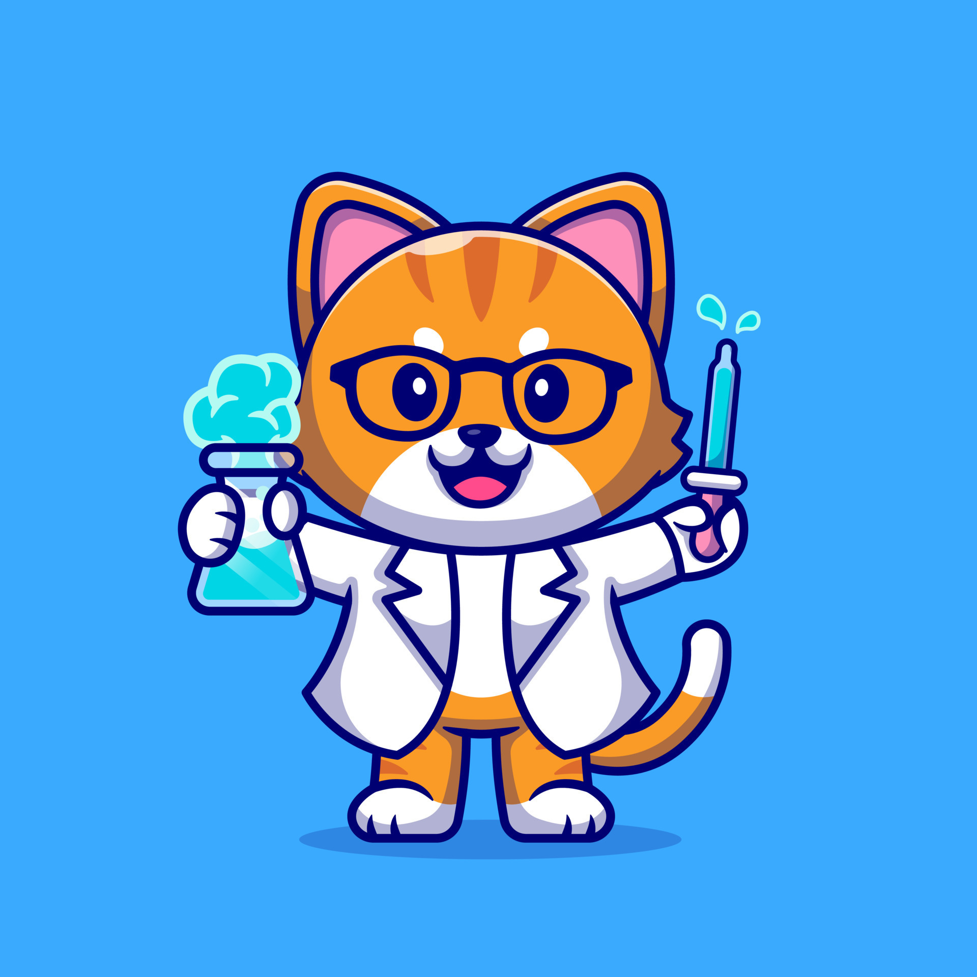 Cute Cat Scientist Cartoon Vector Icon Illustration. Animal Science ...