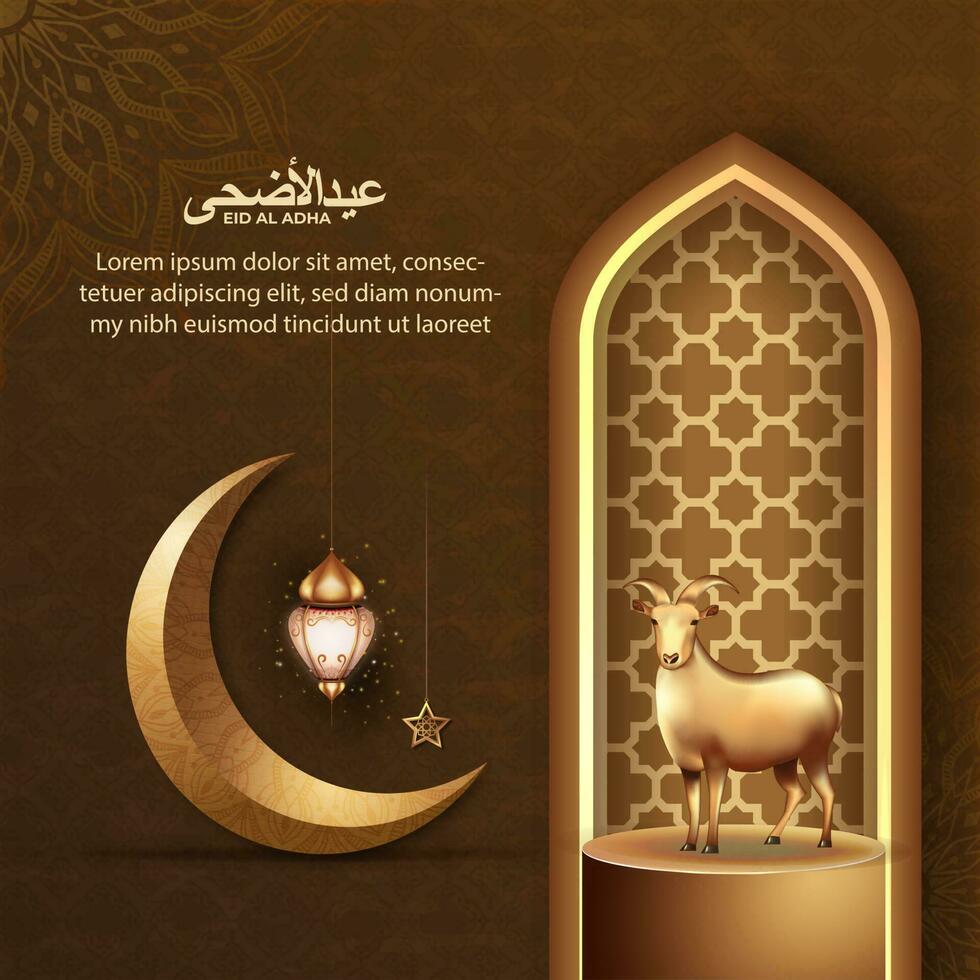 eid Alabama adha islámico saludo tarjeta con cabra y creciente Luna para póster, bandera diseño. vector ilustración