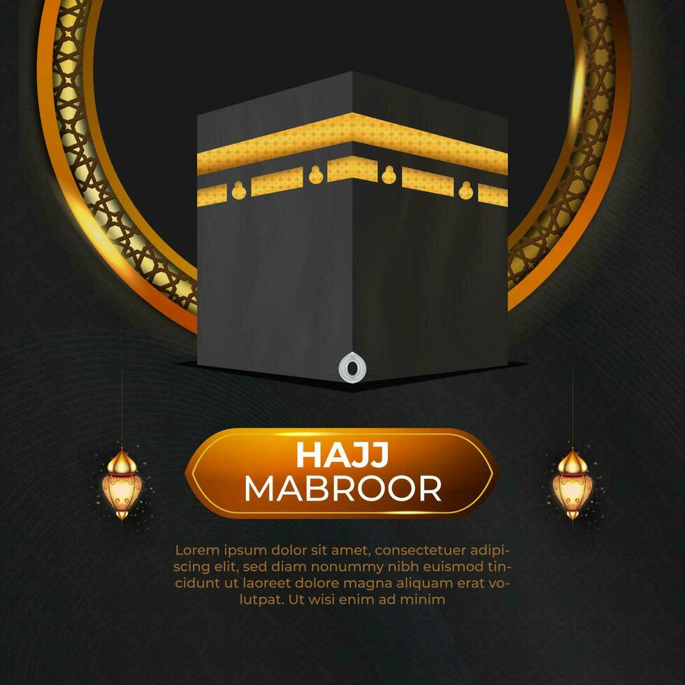 Tour Hajj and Umrah social media Template Vector Design With realistic kaaba for Islamic background, flyer, banner