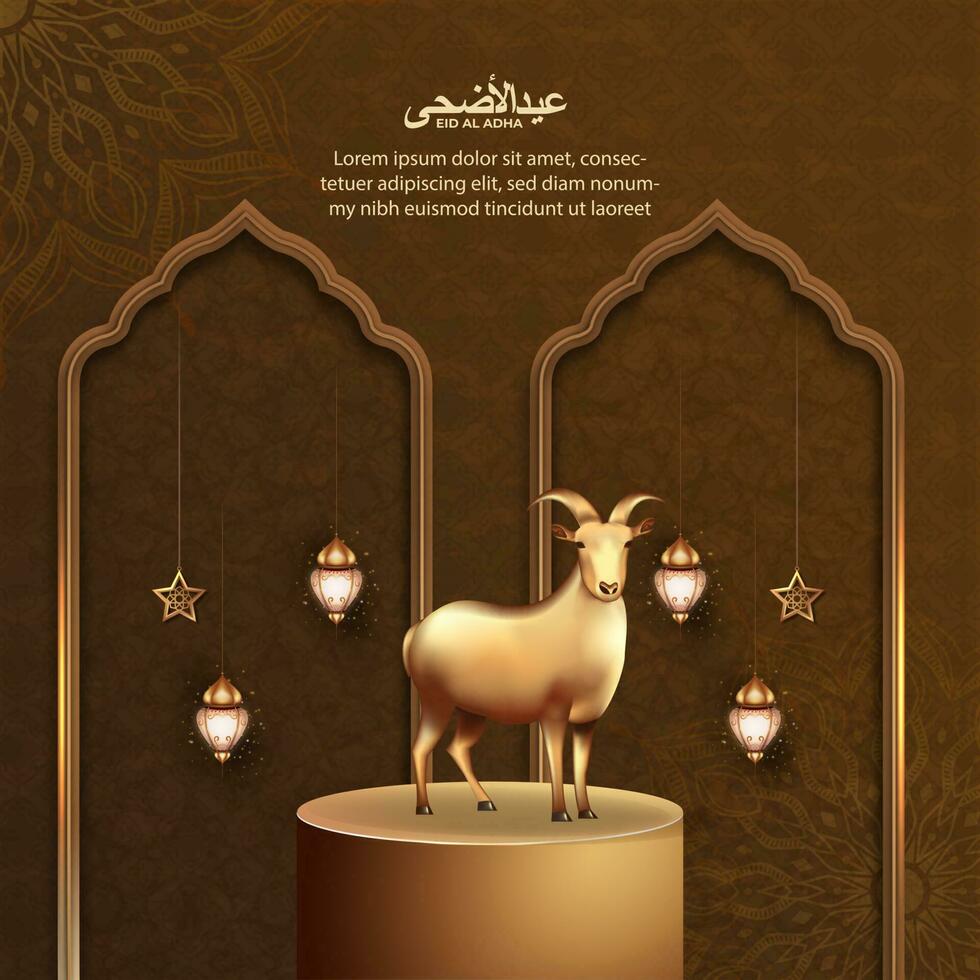 eid Alabama adha islámico saludo tarjeta con cabra y islámico modelo para póster, bandera diseño. vector ilustración