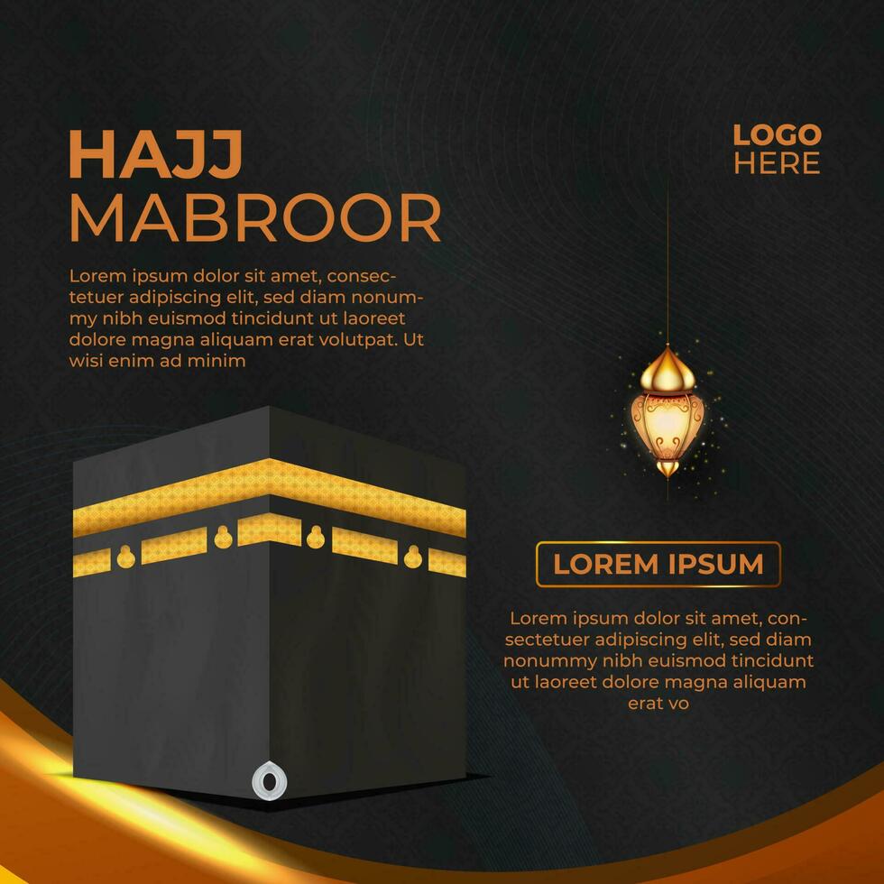 Tour Hajj and Umrah social media Template Vector Design With realistic kaaba for Islamic background, flyer, banner