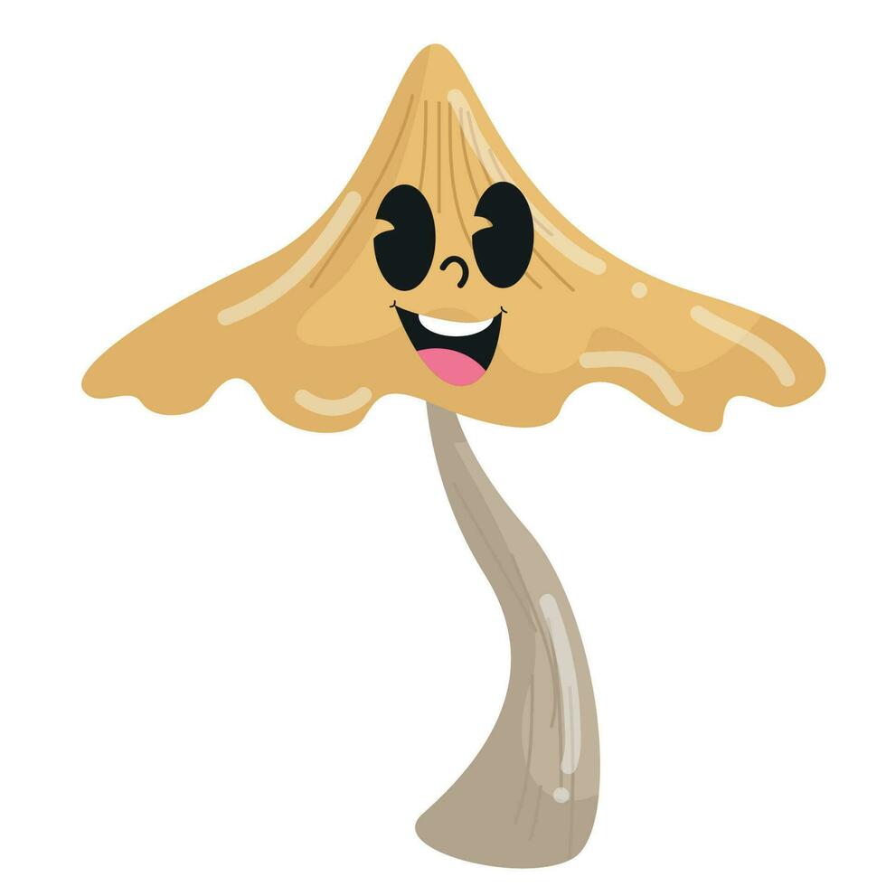 cute mushroom vector smiling cute umbrella shaped with light brown flower parts and dark brown stems