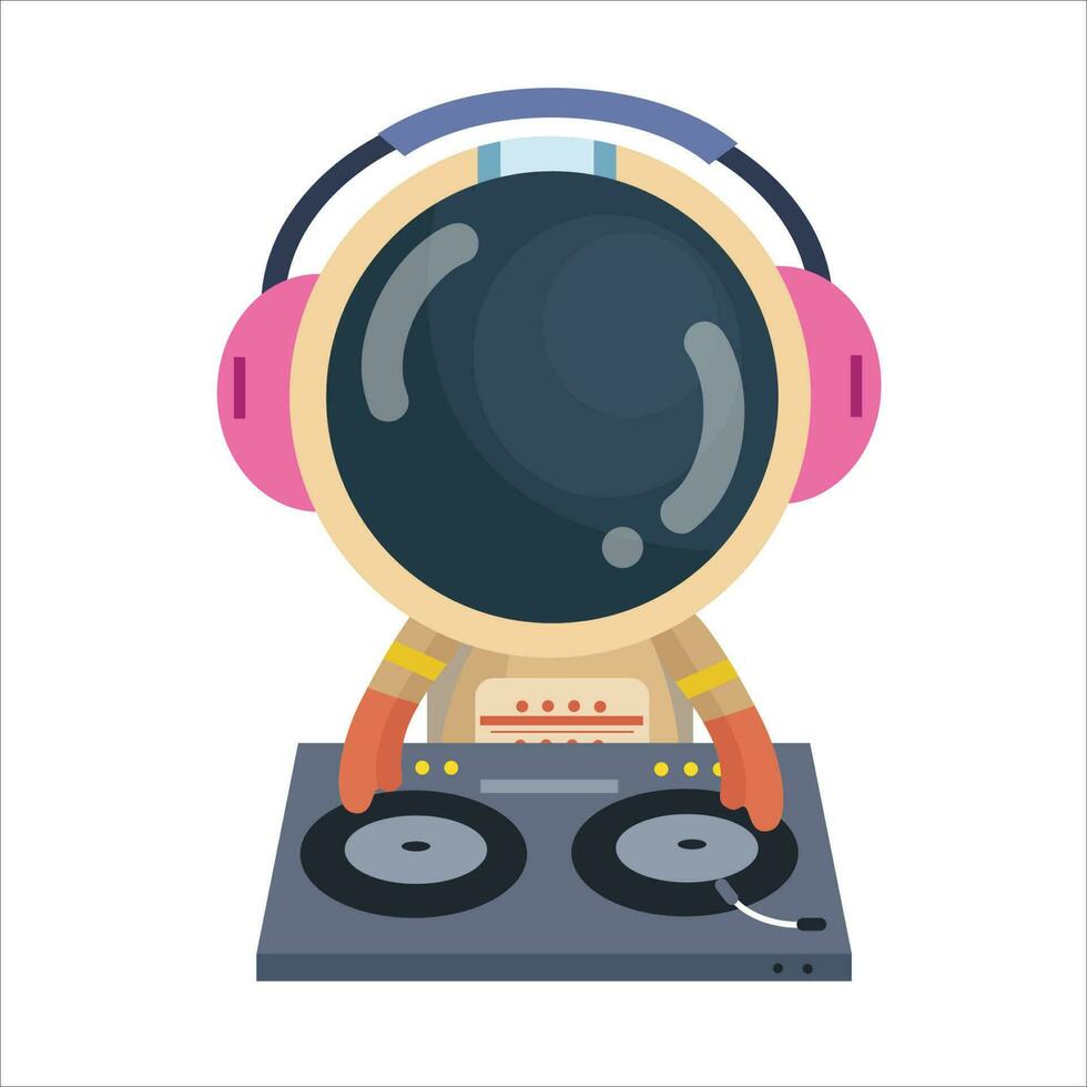 vector cartoon cute and cute astronaut playing dj