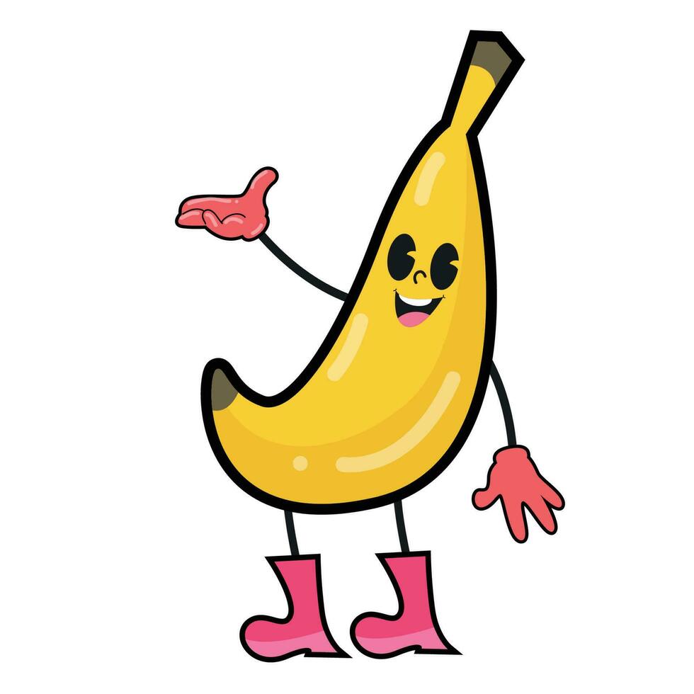 vector cartoon yellow banana fruit, stylized