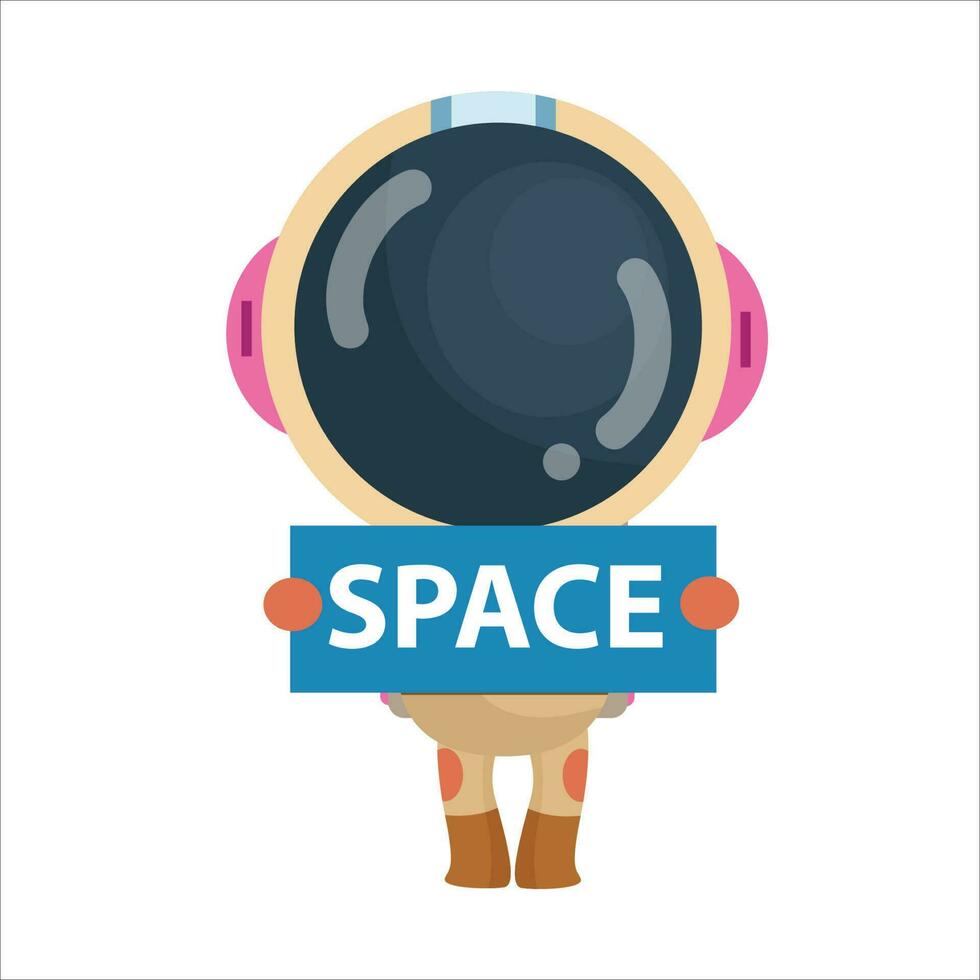 vector cartoon cute and cute astronaut standing holding space