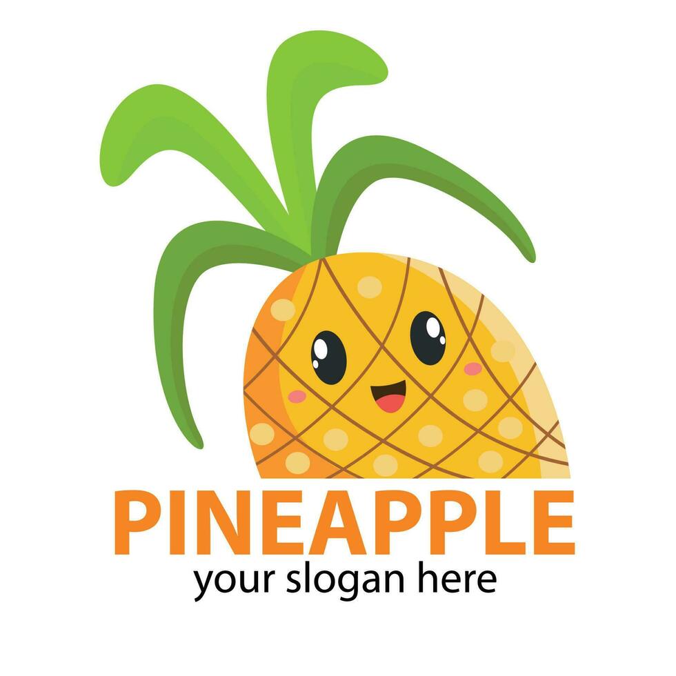 vector orange pineapple tilted to the side smiling