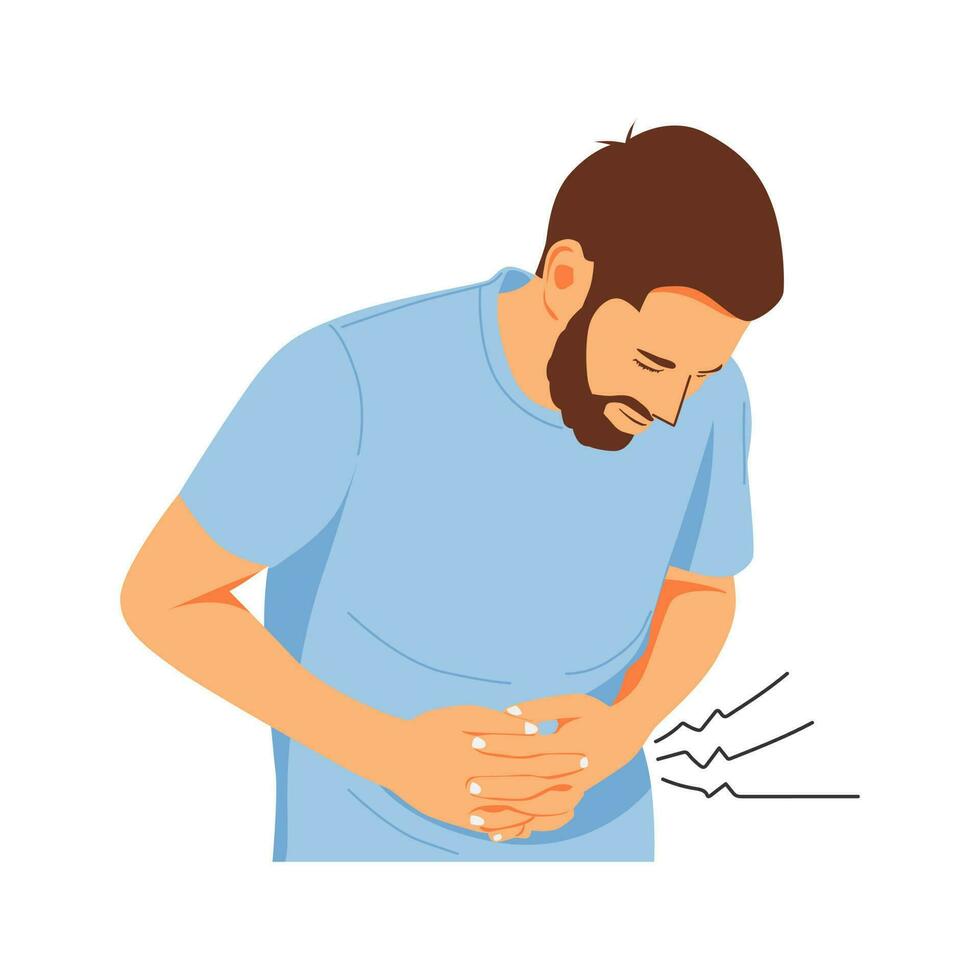 vector ilustración de dolor de estómago síntoma persona concepto