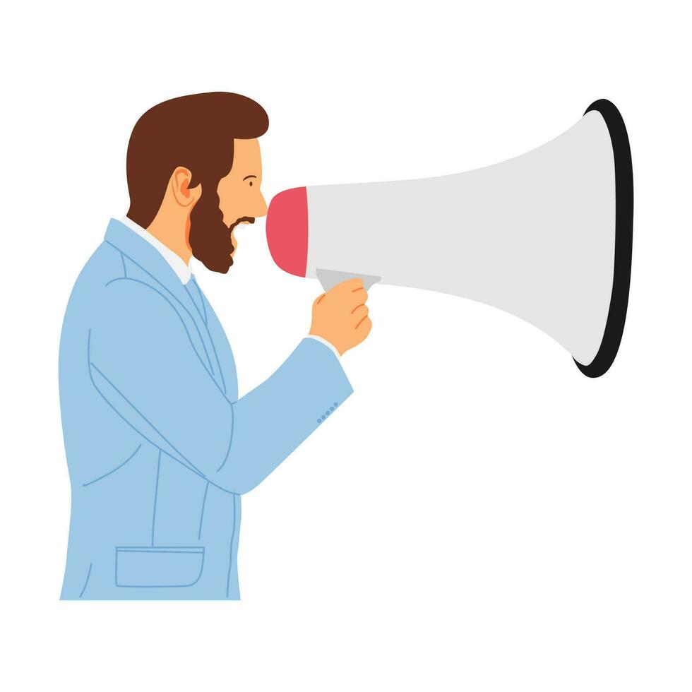 vector illustration of the concept of a person holding a megaphone