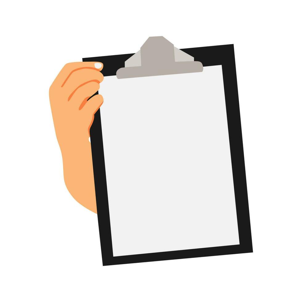 hand and task illustration on clipboard vector