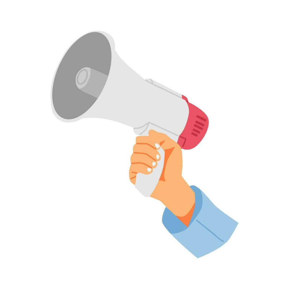 vector illustration of a hand holding a megaphone concept